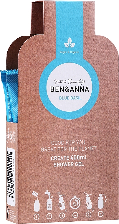 Zestaw z niebieską bazylią do ciała - Ben & Anna Blue Basil Shower Gel Flakes (sh/gel 2x20g) — Zdjęcie N1