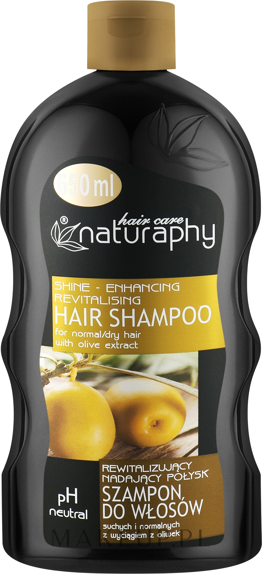 Rewitalizujący i nadający połysk szampon do włosów suchych i normalnych z wyciągiem z oliwek - Naturaphy — Zdjęcie 650 ml