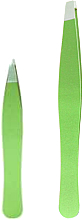 Zestaw pęset do brwi, 2 szt., zielone - Titania Tweezer Set Green — Zdjęcie N1
