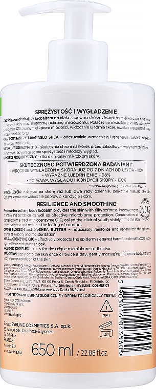 Ujędrniająco-wygładzający balsam do ciała z kwiatem pomarańczy - Eveline Cosmetics Bio Organic Firming & Smoothing Body Bio Balm — Zdjęcie N2