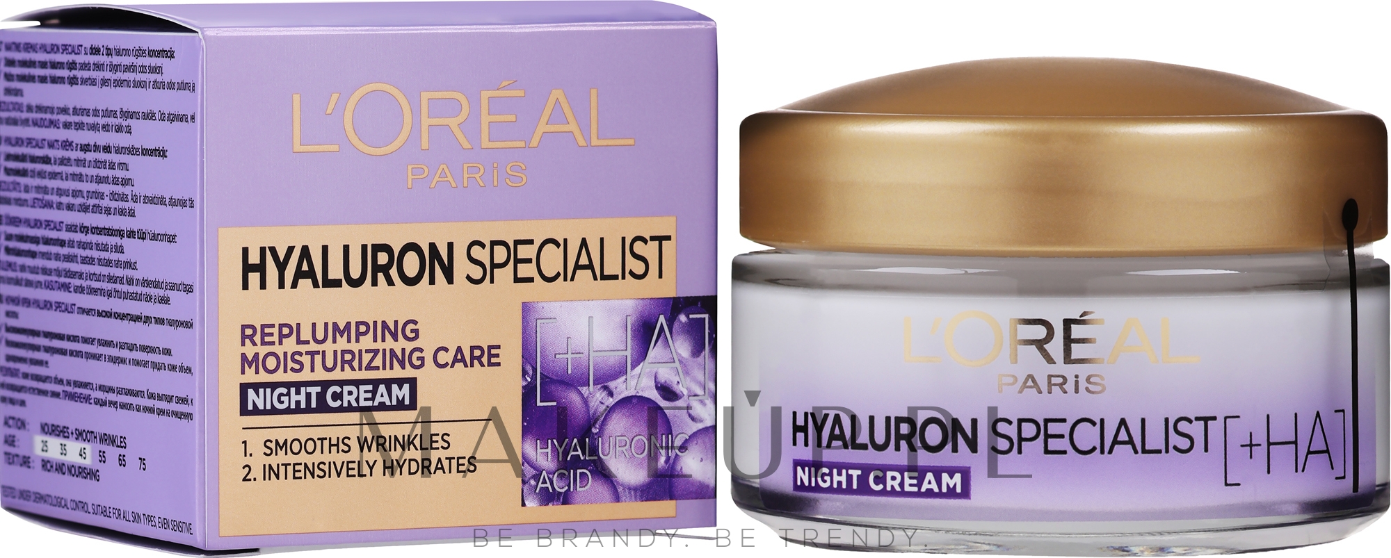 Nawilżający krem-maska do twarzy na noc - L'Oreal Paris Hyaluron Specialist Replumping Moisturizing Night Cream — Zdjęcie 50 ml