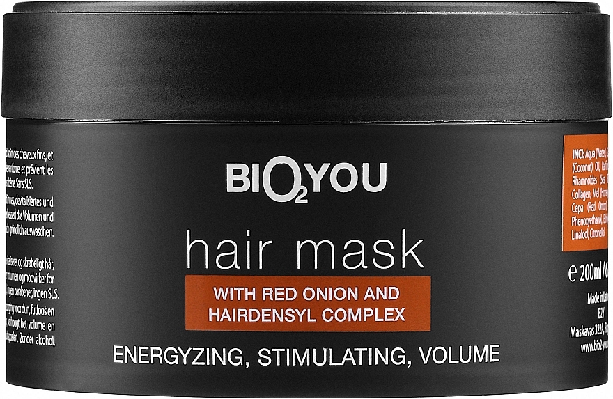 Maska do włosów z kompleksem Hairdensyl i ekstraktem z czerwonej cebuli - Bio2You Natural Hair Mask — Zdjęcie N1