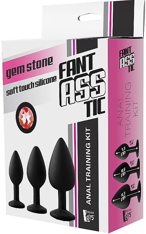 Zestaw korków analnych z czerwonym kamieniem, 3 szt. - Dream Toys Fantasstic Anal Training Kit Red Stone — Zdjęcie N4