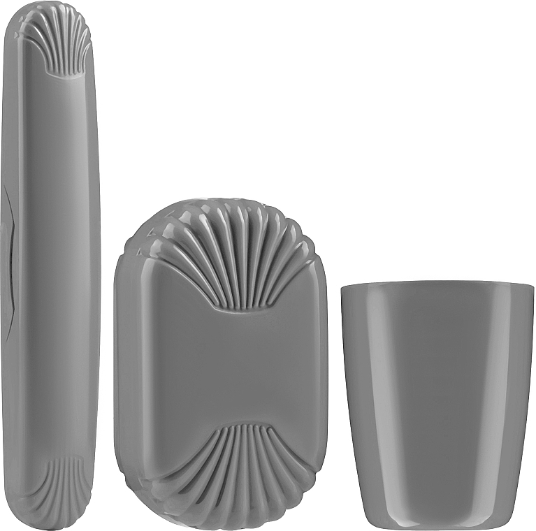 Zestaw podróżny, szary - Sanel Comfort II (cup1/pcs + toothbr/case/1pcs + soap/case/1pcs) — Zdjęcie N1