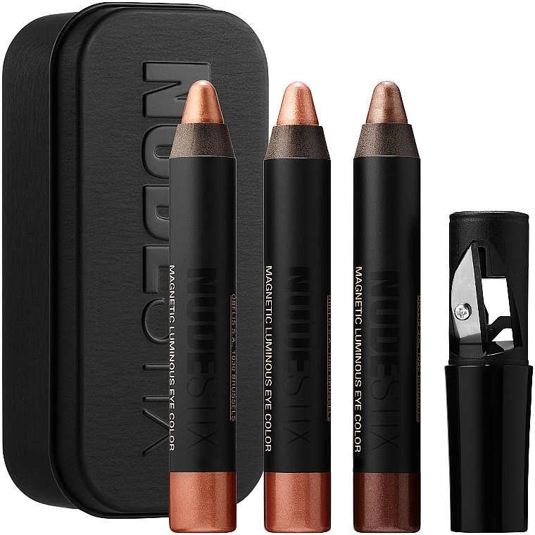 Zestaw - Nudestix Bright Nude Eyes Mini Kit (eye/pencil/3x2.5g) — Zdjęcie N2