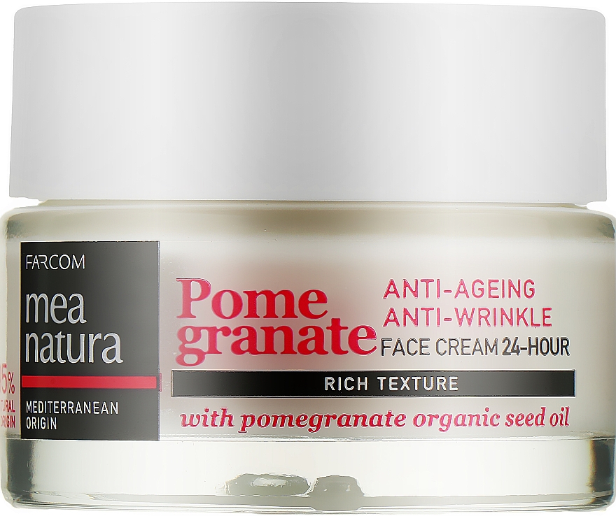 Krem przeciwzmarszczkowy do twarzy 24-godzinne działanie - Mea Natura Pomegranate 24H Anti-Ageing Face Cream Rich Texture — Zdjęcie N1