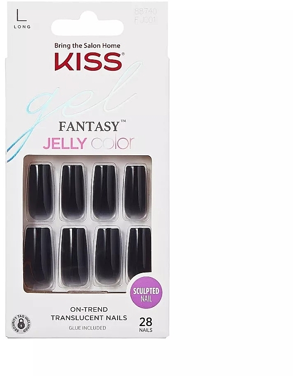 Zestaw sztucznych paznokci z klejem, długi - Kiss Fantasy On-Trend Translucent Nails Jelly Color  — Zdjęcie N1