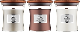 Zestaw - WoodWick 3 Mini Hourglass Woody Gift Set (candle/3x85g) — Zdjęcie N2