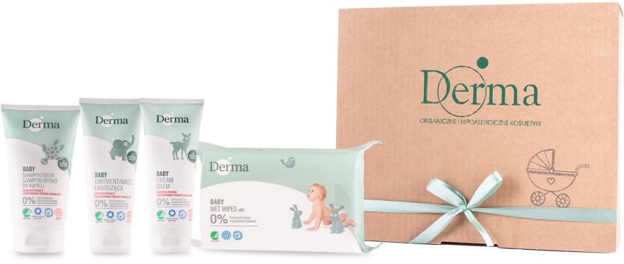 Zestaw - Derma Eco Baby (cr 100 ml + cr 100 ml + shm 150 ml + wipe 64) — Zdjęcie N1