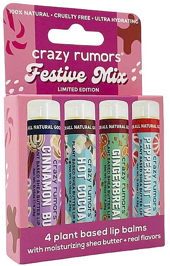 Zestaw balsamów do ust - Crazy Rumors Festive Mix (lip/balm/4x4.25g) — Zdjęcie N1
