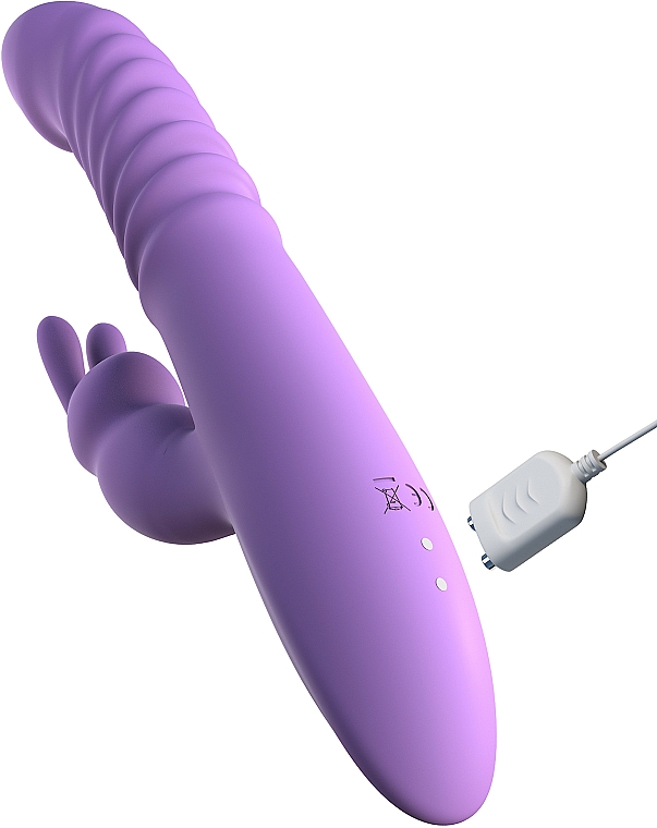 Podgrzewany wibrator-królik, fioletowy - Pipedream Fantasy For Her Thrusting Silicone Rabbit Purple — Zdjęcie N2