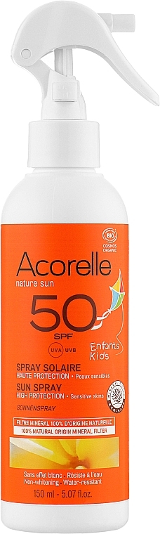 PRZECENA! Spray przeciwsłoneczny dla dzieci SPF 50 - Acorelle Natur Sun Spray Solaire High Protection SPF50 * — Zdjęcie N1