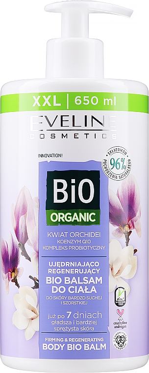 Ujędrniająco-regenerujący balsam do ciała z kwiatem orchidei - Eveline Cosmetics Bio Organic Firming & Regenerating Body Bio Balm — Zdjęcie N1
