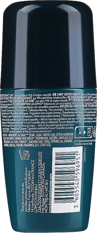 Dezodorant w kulce - Biotherm Homme Bio Day Control Deodorant Natural Protect — Zdjęcie N2