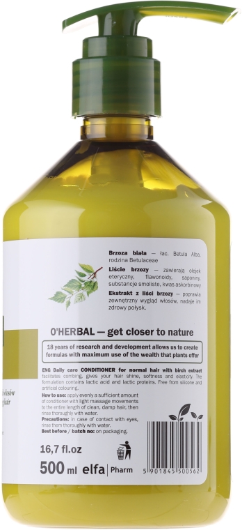 Odżywka z ekstraktem z brzozy do włosów normalnych do codziennego stosowania - O'Herbal — Zdjęcie N4