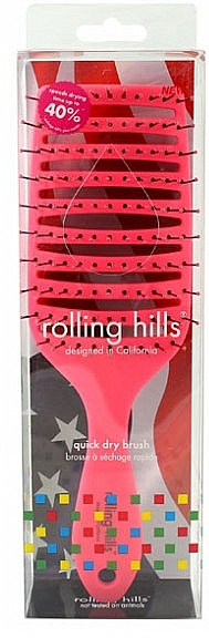 Szczotka do włosów, różowa - Rolling Hills Hairbrushes Quick Dry Brush Pink  — Zdjęcie N1