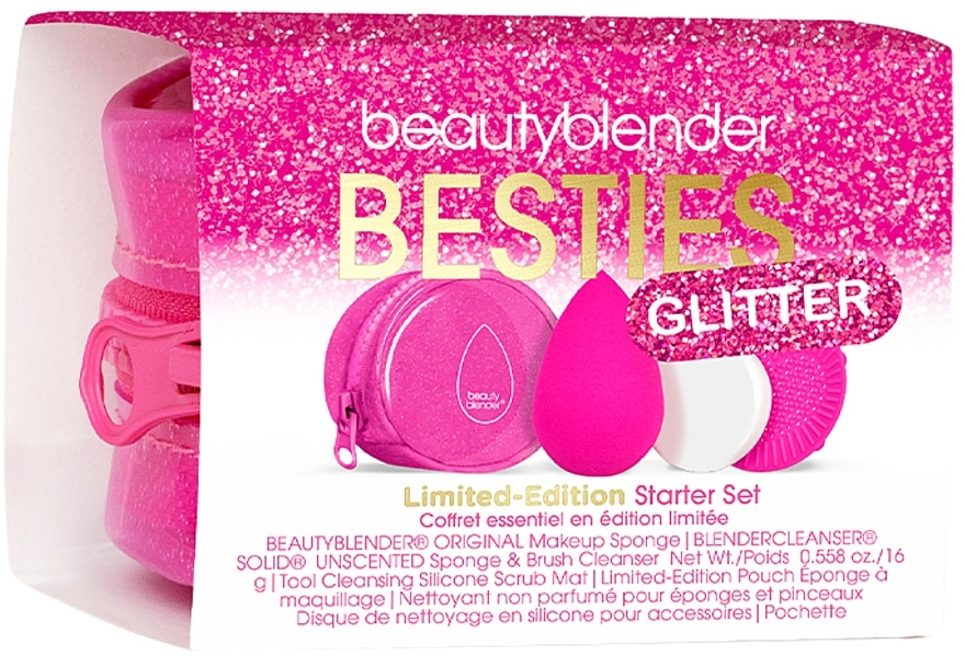Zestaw - Beautyblender Glittet Starter Set (sponge/1pcs + soap/16g + cleans/mat/1pcs + bag) — Zdjęcie N4