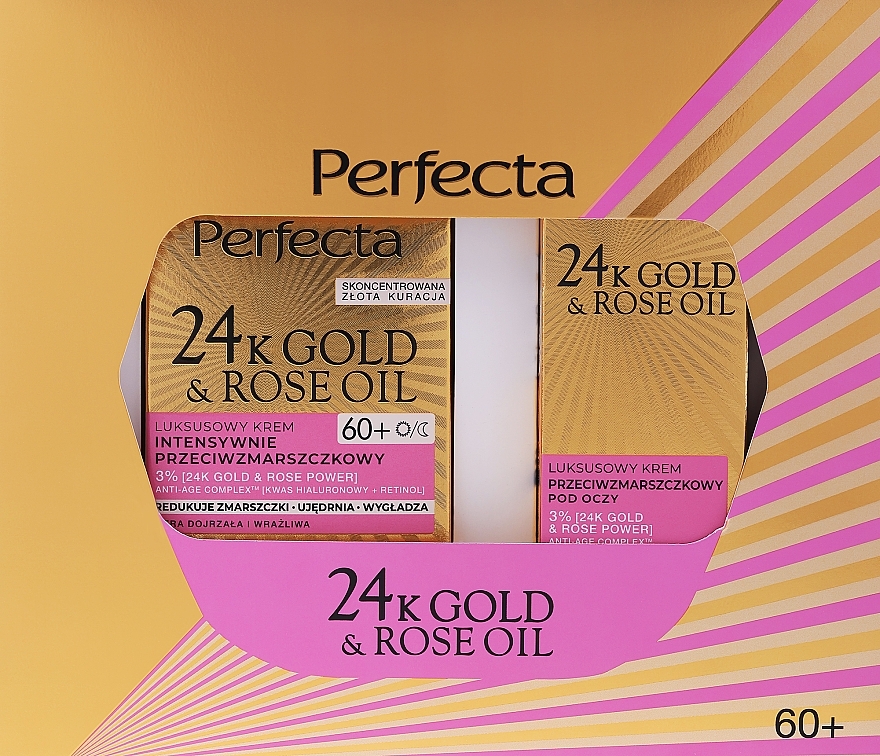 Zestaw - Perfecta 24K Gold & Rose Oil 60+ (f/cr/50ml + eye/cr/15ml) — Zdjęcie N1