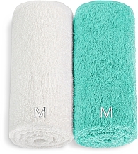 Kup Zestaw ręczników do twarzy, biały i turkusowy Twins - MAKEUP Face Towel Set Turquoise + White