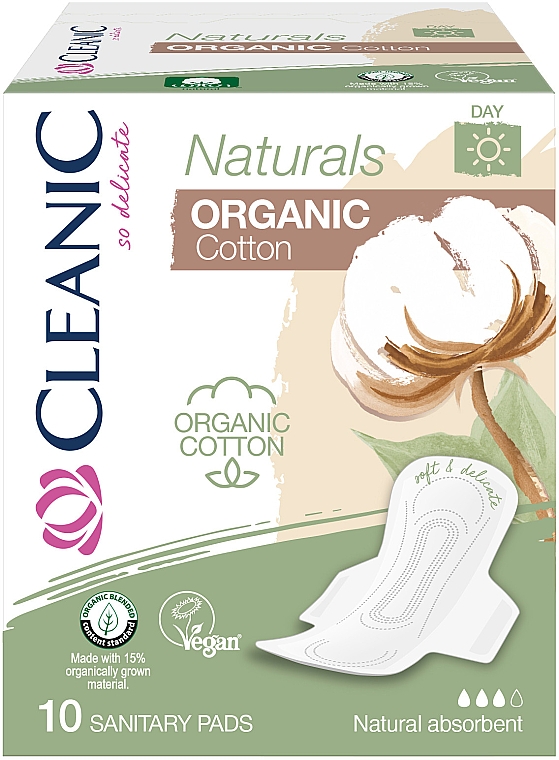 Wkładki higieniczne z bawełny organicznej, 10 szt. - Cleanic Naturals Organic Cotton