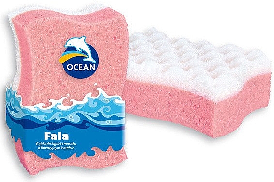 Gąbka masująca do kąpieli Fala, różowa - Ocean