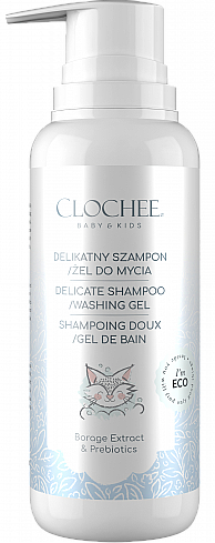 Delikatny szampon i żel do mycia z ekstraktem z nasion ogórecznika lekarskiego - Clochee Baby&Kids — Zdjęcie N1