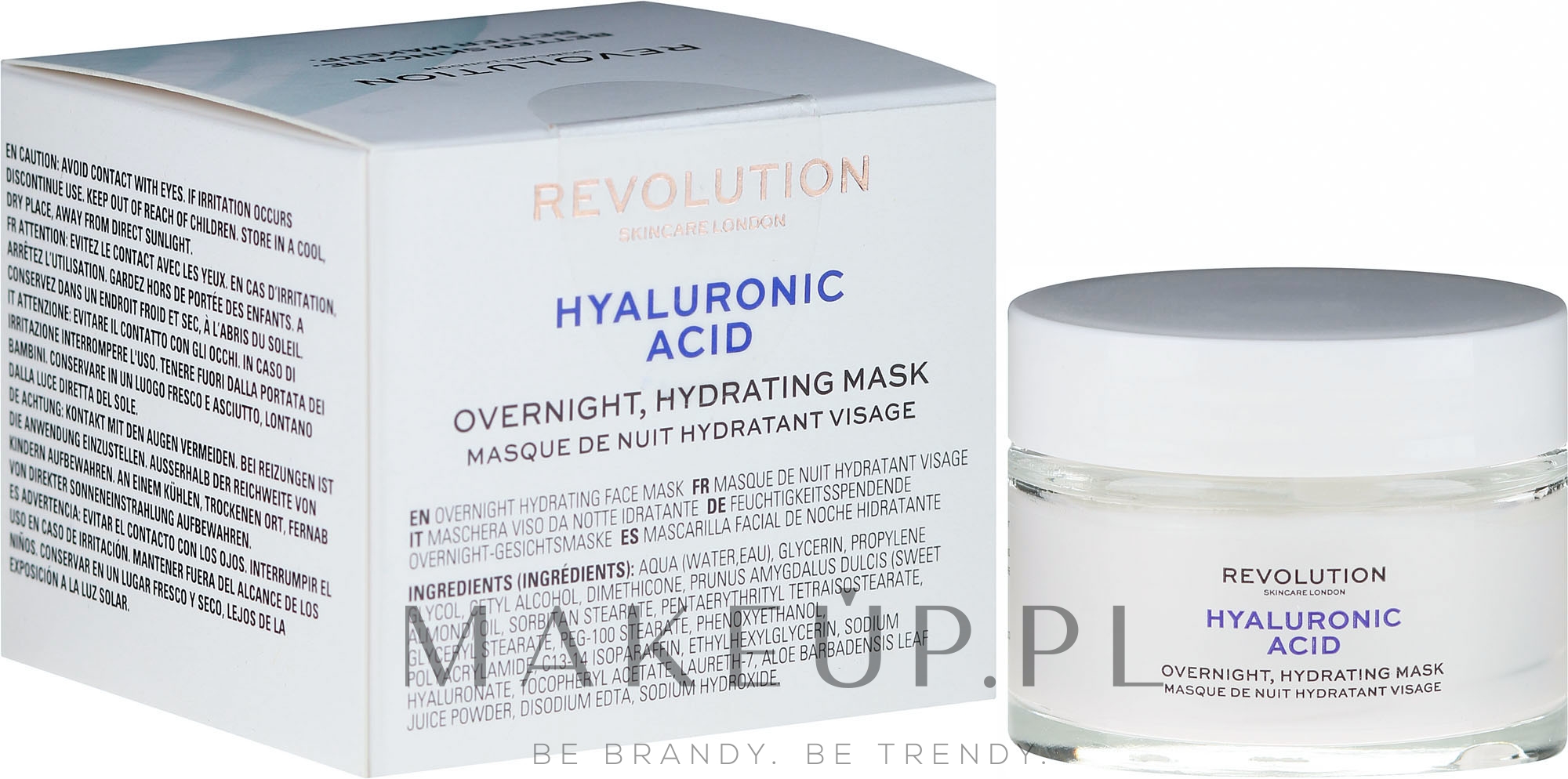 Nawilżająca maska na noc z kwasem hialuronowym - Makeup Revolution Skincare Hyaluronic Acid Overnight Hydrating Face Mask  — Zdjęcie 50 ml