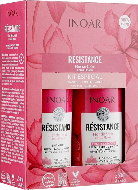 Zestaw Lotos - Inoar Resistance (cond/250ml + shmp/250ml) — Zdjęcie N1