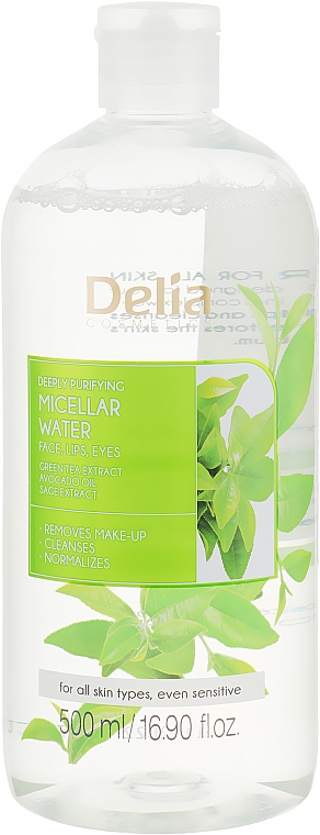 Głęboko oczyszczający płyn micelarny z ekstraktem z zielonej herbaty - Delia Cosmetics Green Tea Extract Micellar Water