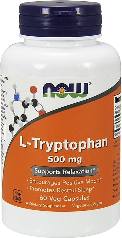 L-Tryptophan na dobry nastrój i spokojny sen - Now Foods L-Tryptophan — Zdjęcie N2