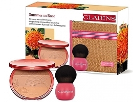 Kup Zestaw - Clarins Summer In Rose Gift Set (powder/19g + brush/1pc + pouch/1pc)