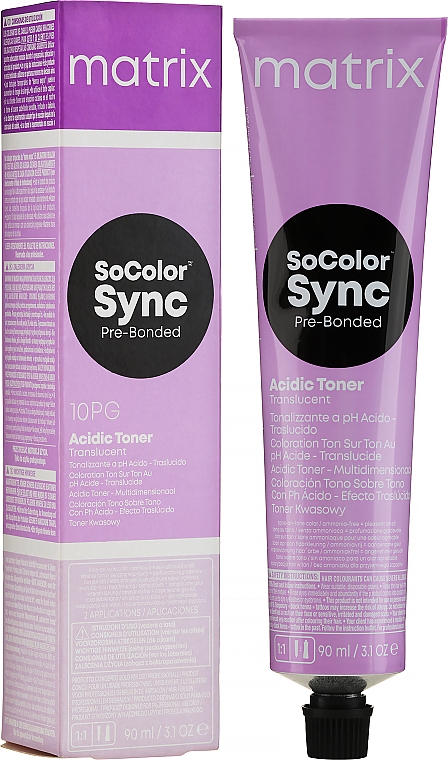 Toner do włosów na bazie kwasu, bez amoniaku - Matrix SoColor Sync Pre-Bonded Acidic Toner Translucent