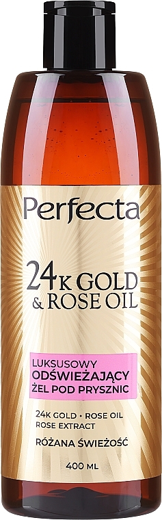 Odświeżający żel pod prysznic - Perfecta 24k Gold & Rose Oil Luxury Shower Gel — Zdjęcie N1