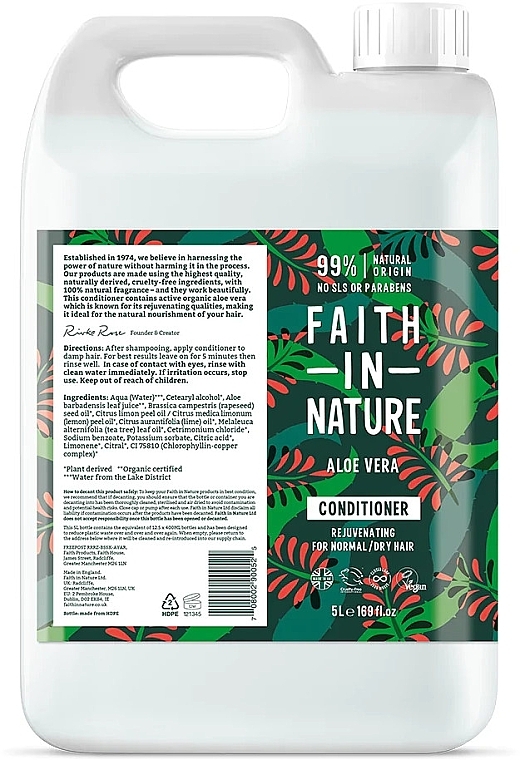 Odżywka do włosów normalnych i suchych Aloe vera - Faith In Nature Aloe Vera Conditioner Refill (uzupełnienie) — Zdjęcie N1