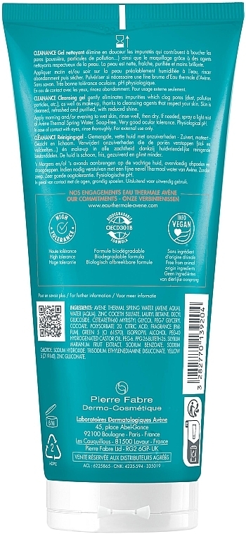 Oczyszczający żel do cery tłustej i trądzikowej - Avene Cleanance Cleansing Gel (tubka) — Zdjęcie N2