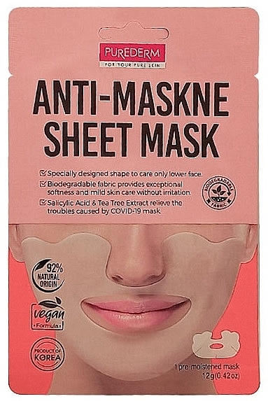 Maska w płachcie na dolną część twarzy - Purederm Anti-Maskne Sheet Mask — Zdjęcie N1