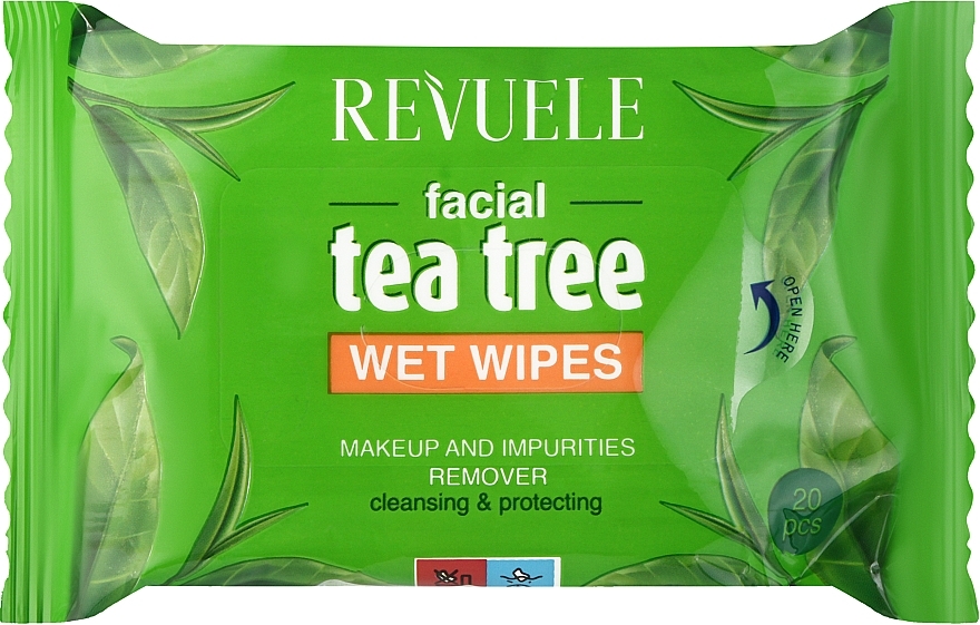 Nawilżane chusteczki do demakijażu z ekstraktem z drzewa herbacianego - Revuele Tea Tree Wet Wipes — Zdjęcie N1