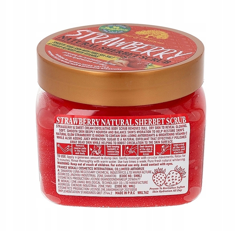 Naturalny peeling Truskawka - Wokali Natural Sherbet Scrub Strawberry — Zdjęcie N2