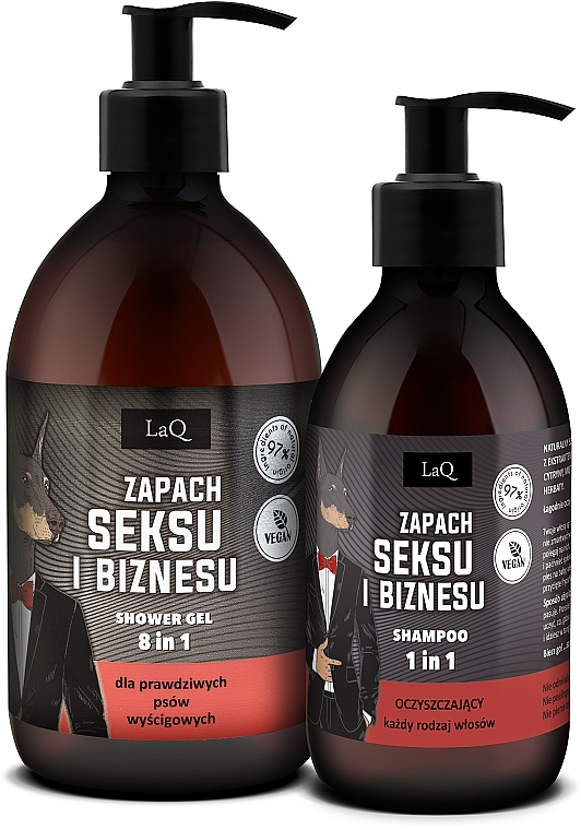 Zestaw - LaQ Doberman Sex & Business Black (sh/gel/500ml + shm/300ml) — Zdjęcie N1