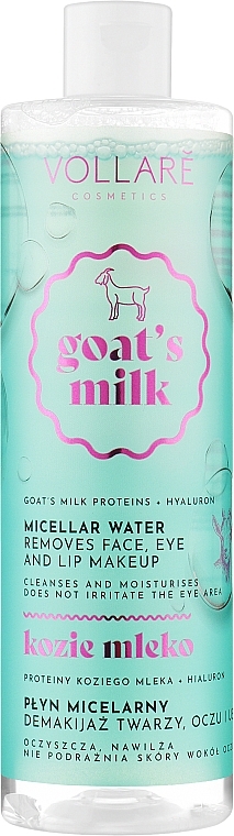 Nawilżający płyn micelarny do demakijażu twarzy, oczu i ust Kozie mleko - Vollare Goat's Milk Micellar Water Hydra Hyaluron — Zdjęcie N1