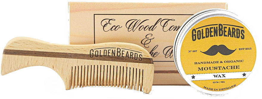 Zestaw - Golden Beards Moustache Wax Kit + Comb (wax 15 ml + comb) — Zdjęcie N1