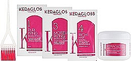 Zestaw do prostowania włosów z keratyną - Glossco Keragloss Treatment (treat/120ml + sh/15ml + sh/15ml + mask/15ml) — Zdjęcie N2