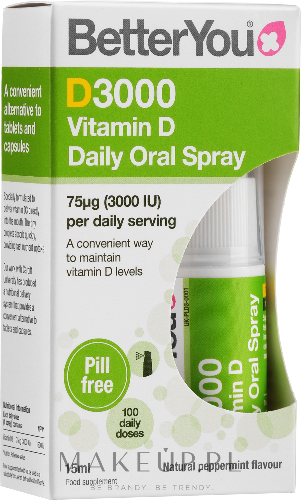 Spray doustny - BetterYou DLux 3000 Vitamin D Oral Spray — Zdjęcie 15 ml