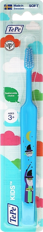 Szczoteczka do zębów dla dzieci, miękka, od 3 lat, niebieska - TePe Kids Extra Soft — Zdjęcie N1
