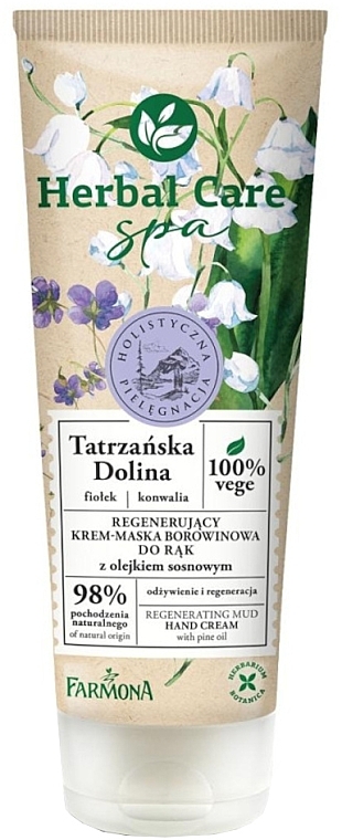 PRZECENA! Krem do rąk z olejkiem sosnowym Dolina Tatrzańska - Farmona Herbal Care SPA Regenerating Mud Hand Cream * — Zdjęcie N2