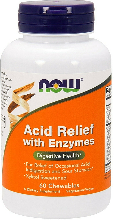 Suplement diety Kwas z enzymami - Now Foods Acid Relief With Enzymes — Zdjęcie N1