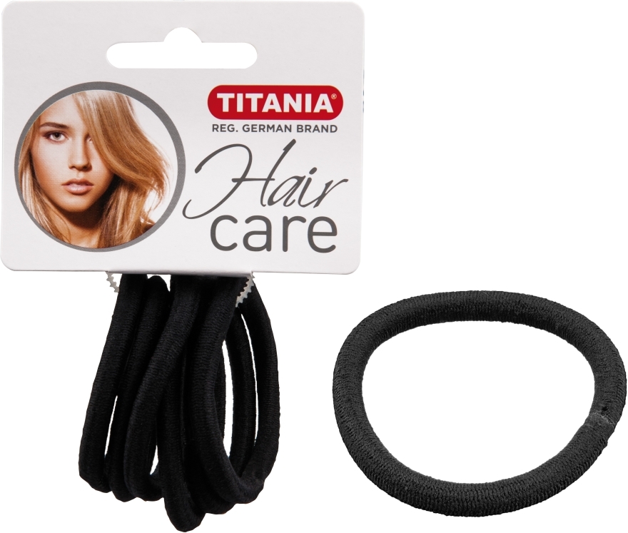 Czarne elastyczne gumki do włosów (gr. 6 mm, 6 szt.) - Titania — Zdjęcie N1