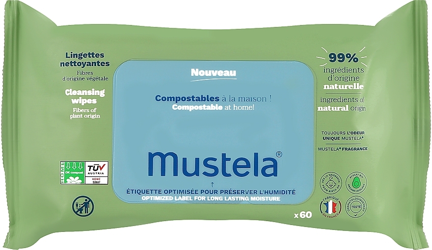 Chusteczki oczyszczające dla dzieci - Mustela Compostable Cleaning Wipes With Fragrance — Zdjęcie N1