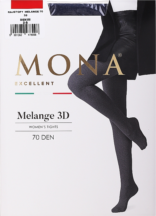 Rajstopy damskie Melange 3D, 70 DEN, denim - Mona — Zdjęcie N1