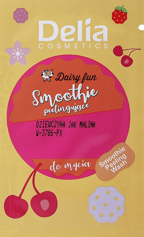 Smoothie peelingujące do mycia ciała - Delia Dairy Fun Peeling Smoothie Body Wash Raspberry (próbka) — Zdjęcie N1